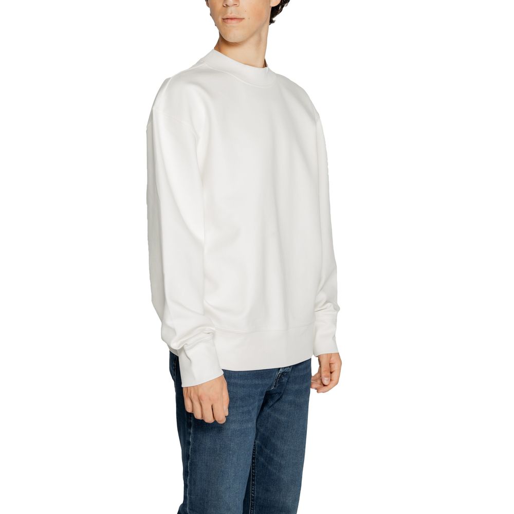Sweater by Calvin Klein Jeans for men in stretch polyester cotton white showcases a downtown chic silhouette, artfully finished with a downtown chic and for a sophisticated, high-end look.
