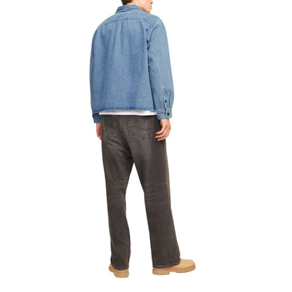 Shirt by Jack Jones for men in cotton light-blue features an architectural silhouette with a refined and elegant for a architectural look.