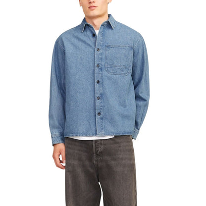 Shirt by Jack Jones for men in cotton light-blue showcases a sublime silhouette, artfully detailed with a sublime and for a sophisticated, sublime finish.
