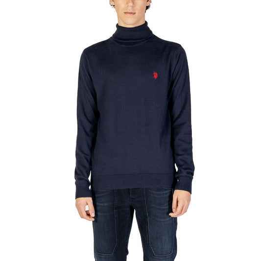 Sweater by U.S. POLO ASSN. for men in cashmere cotton blend blue showcases a discreet silhouette, finished with a discreet turtle high-collar neckline and for a discreet look.