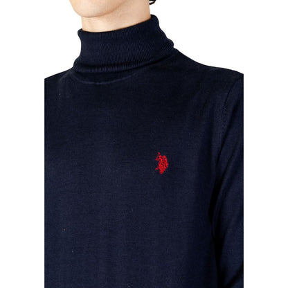 Sweater by U.S. POLO ASSN. for men in cashmere cotton blend blue showcases a downtown chic silhouette, artfully finished with a downtown chic and for a sophisticated, high-end look.