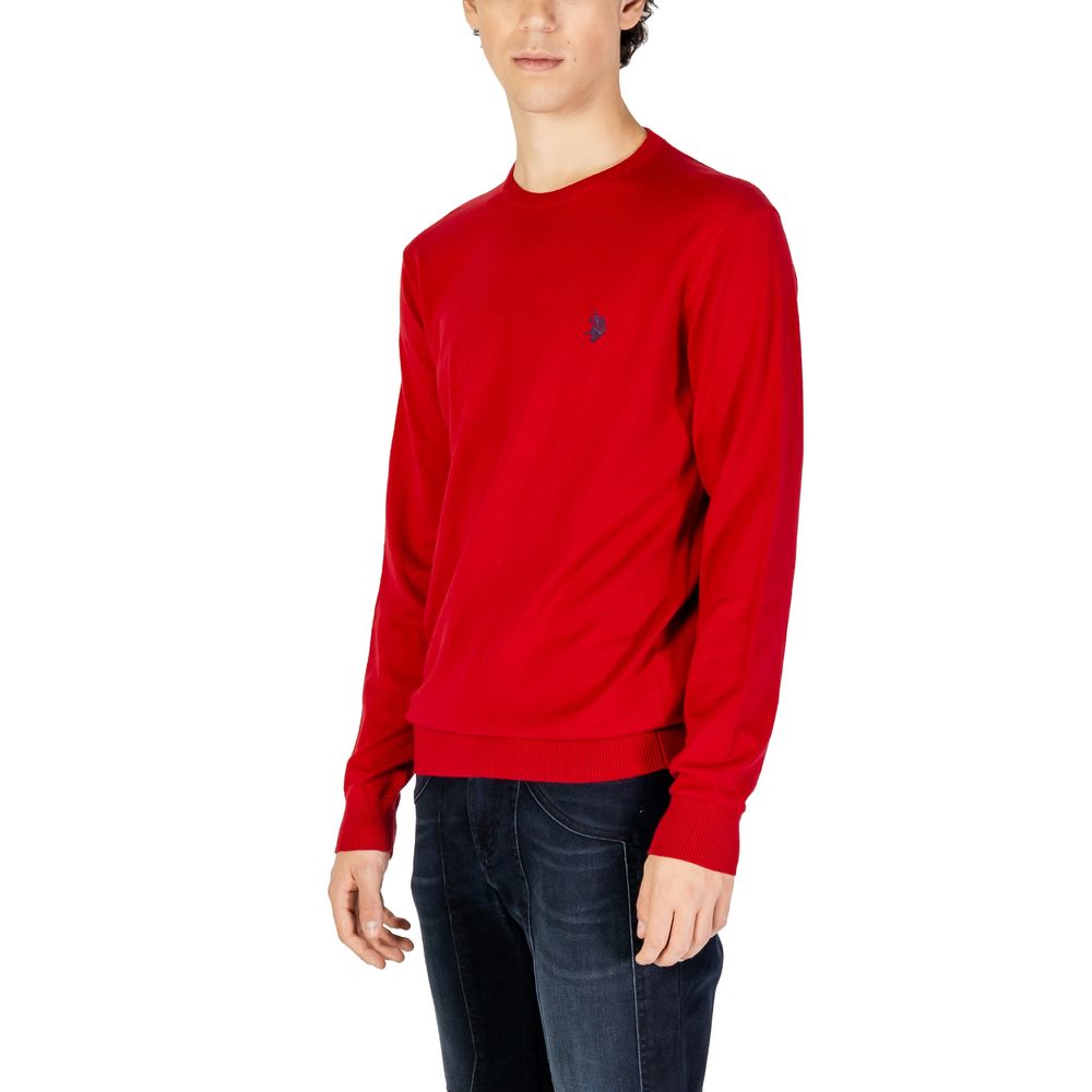 Sweater by U.S. POLO ASSN. for men in cashmere cotton blend red features an tactile silhouette, showcasing a sophisticated and tactile for a refined finish.