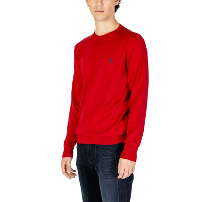 Sweater by U.S. POLO ASSN. for men in cashmere cotton blend red features an tactile silhouette, showcasing a sophisticated and tactile for a refined finish.