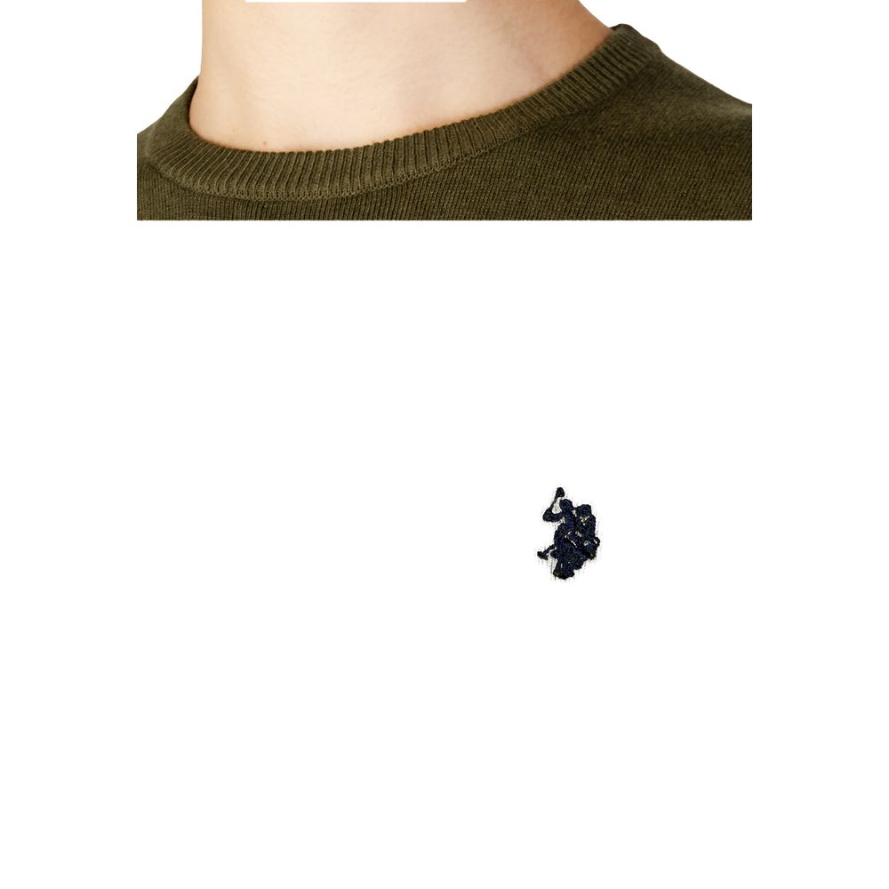 Sweatshirt by U.S. POLO ASSN. for men in cashmere cotton blend green showcases a slouchy chic silhouette, artfully detailed with a slouchy chic and for a slouchy chic finish.