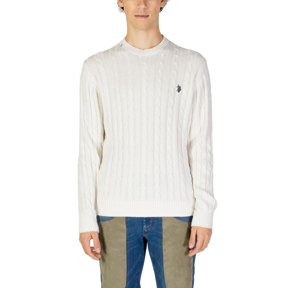 Sweater by U.S. POLO ASSN. for men in cashmere cotton blend white features an polished silhouette, showcasing refined and a sophisticated for a truly polished finish.