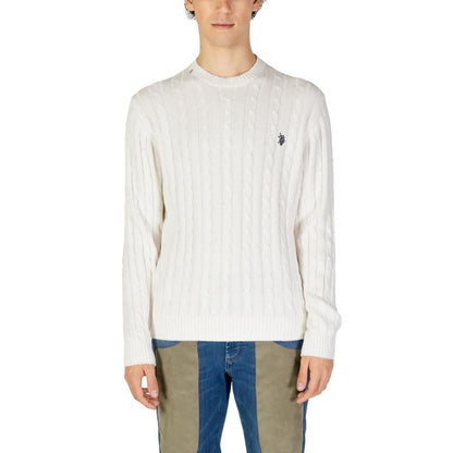 Sweater by U.S. POLO ASSN. for men in cashmere cotton blend white features an polished silhouette, showcasing refined and a sophisticated for a truly polished finish.