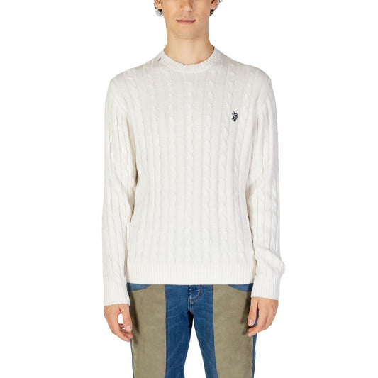 Sweater by U.S. POLO ASSN. for men in cashmere cotton blend white features an polished silhouette, showcasing refined and a sophisticated for a truly polished finish.