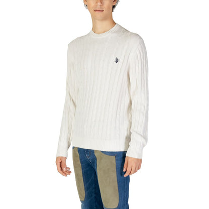 Sweater by U.S. POLO ASSN. for men in cashmere cotton blend white showcases a sumptuous silhouette, artfully finished with a sumptuous and for a sophisticated, sumptuous look.