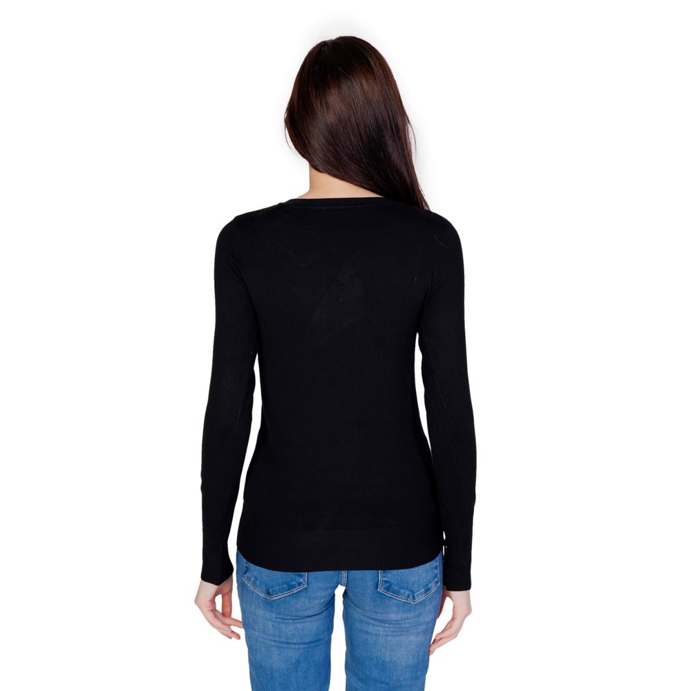 Guess Black Cotton Long Sleeve Roundneck Top