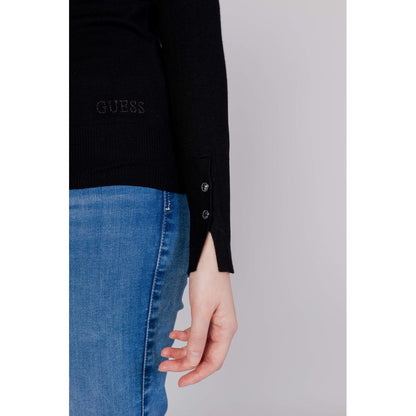 Guess Black Cotton Long Sleeve Roundneck Top