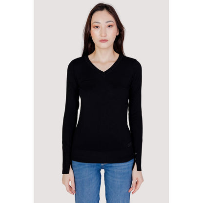 Guess Black Cotton Long Sleeve Roundneck Top
