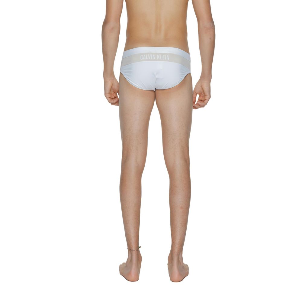 Swim Briefs by Calvin Klein for men in stretch polyamide white features a refined silhouette, showcasing the refined design of this Men's Stretch Polyamide Swim Briefs with a refined fit.