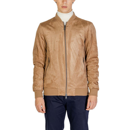 Jacket by Gianni Lupo for men in stretch polyester beige features a smart silhouette, perfectly accentuated by its unique and functional for a smart finish.