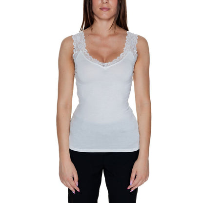 T-Shirt by Vero Moda for women in viscose white features an on trend silhouette, perfectly showcasing a on trend sleeveless and for an elevated aesthetic.