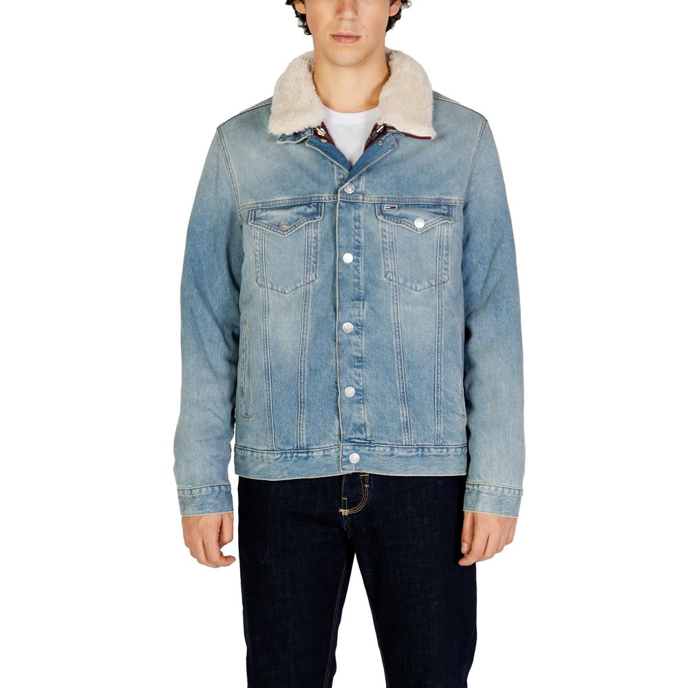 Jacket by Tommy Hilfiger Jeans for men in cotton light-blue features an utilitarian silhouette with a refined , showcasing sophisticated for an utilitarian aesthetic.