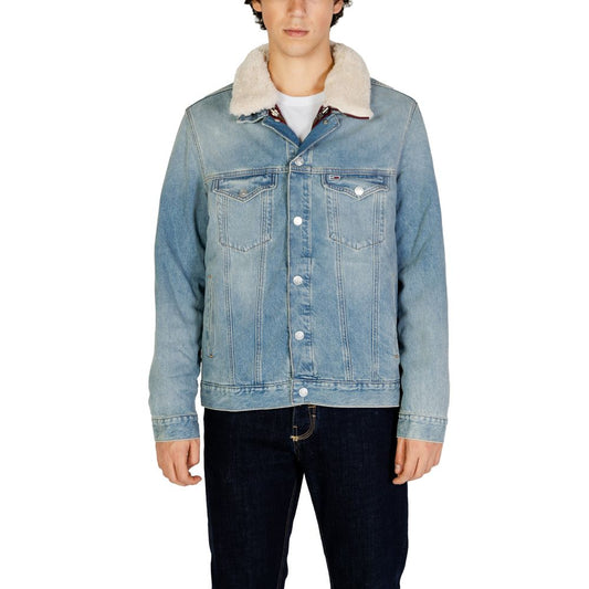 Jacket by Tommy Hilfiger Jeans for men in cotton light-blue features an utilitarian silhouette with a refined , showcasing sophisticated for an utilitarian aesthetic.