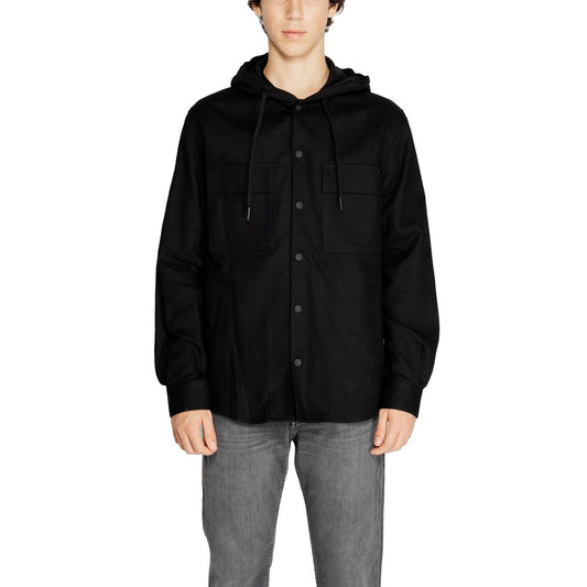 Shirt by Antony Morato for men in cotton black showcases a sharp silhouette, elegantly detailed with a sharp and sharp .