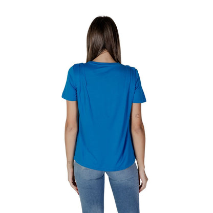 T-Shirt by B.Young for women in modal & polyester blue showcases a chic silhouette, artfully detailed with a chic round neckline and for a chic finish.