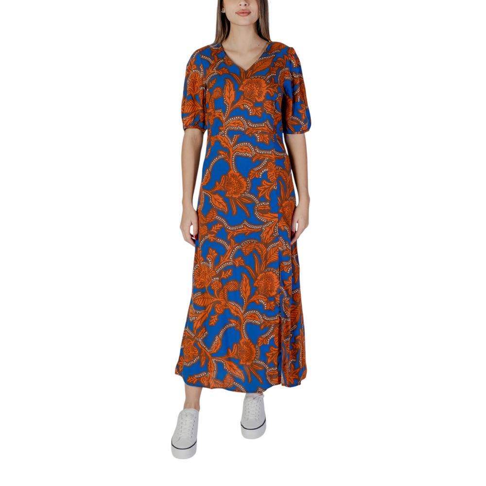 Dress by B.Young for women in viscose blue features a dramatic silhouette, showcasing an elegant and that flows into a dramatic .