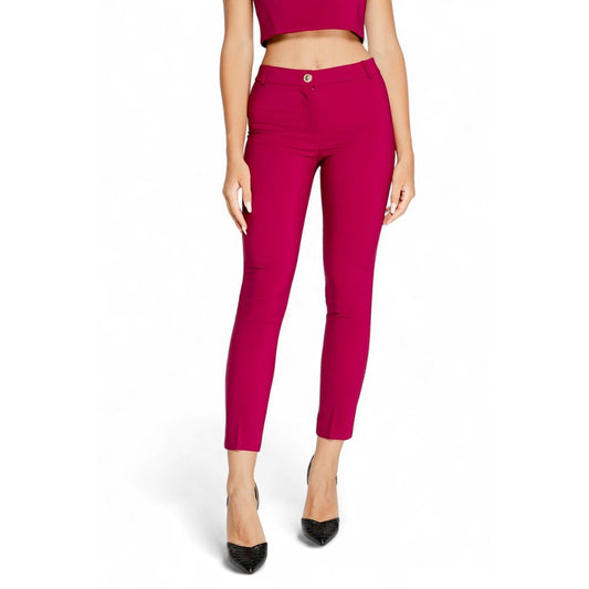 Pants by Rinascimento for women in stretch polyester bordeaux showcases a unrivaled comfort silhouette, featuring a cut and long with a for a unrivaled comfort and refined aesthetic.