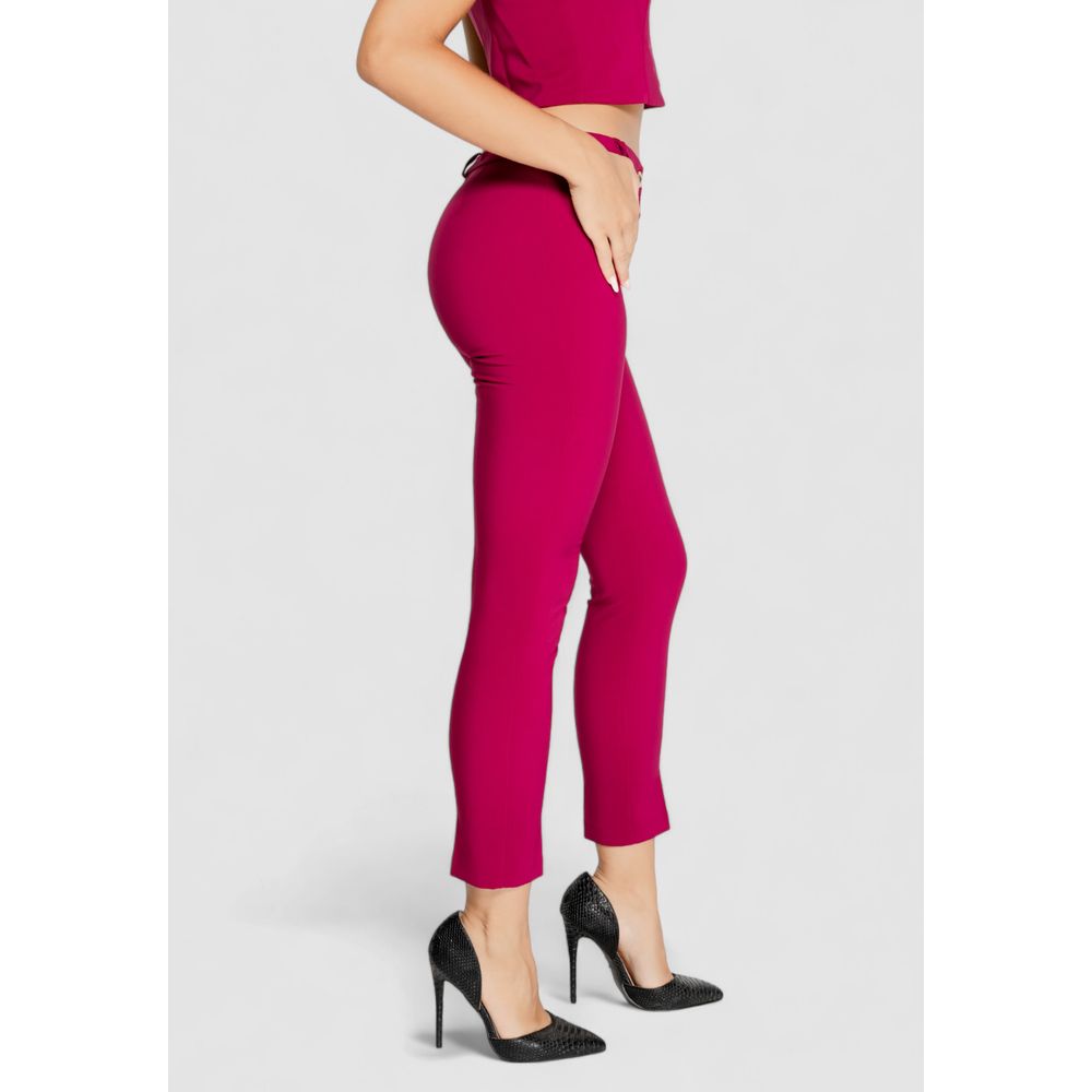 Pants by Rinascimento for women in stretch polyester bordeaux features an on trend silhouette with a and cut in an elegant long for a sophisticated look.