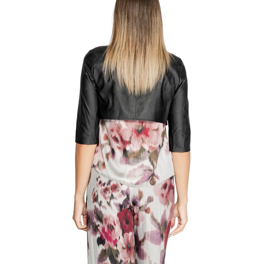 Cardigan by Rinascimento for women in polethylene polyurethane leather black features a nuanced silhouette with a refined and nuanced detailing for a sophisticated look.