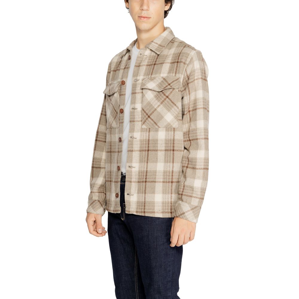 Shirt by Hamaki-Ho for men in polyester beige, featuring a nuanced and nuanced for a sophisticated finish.