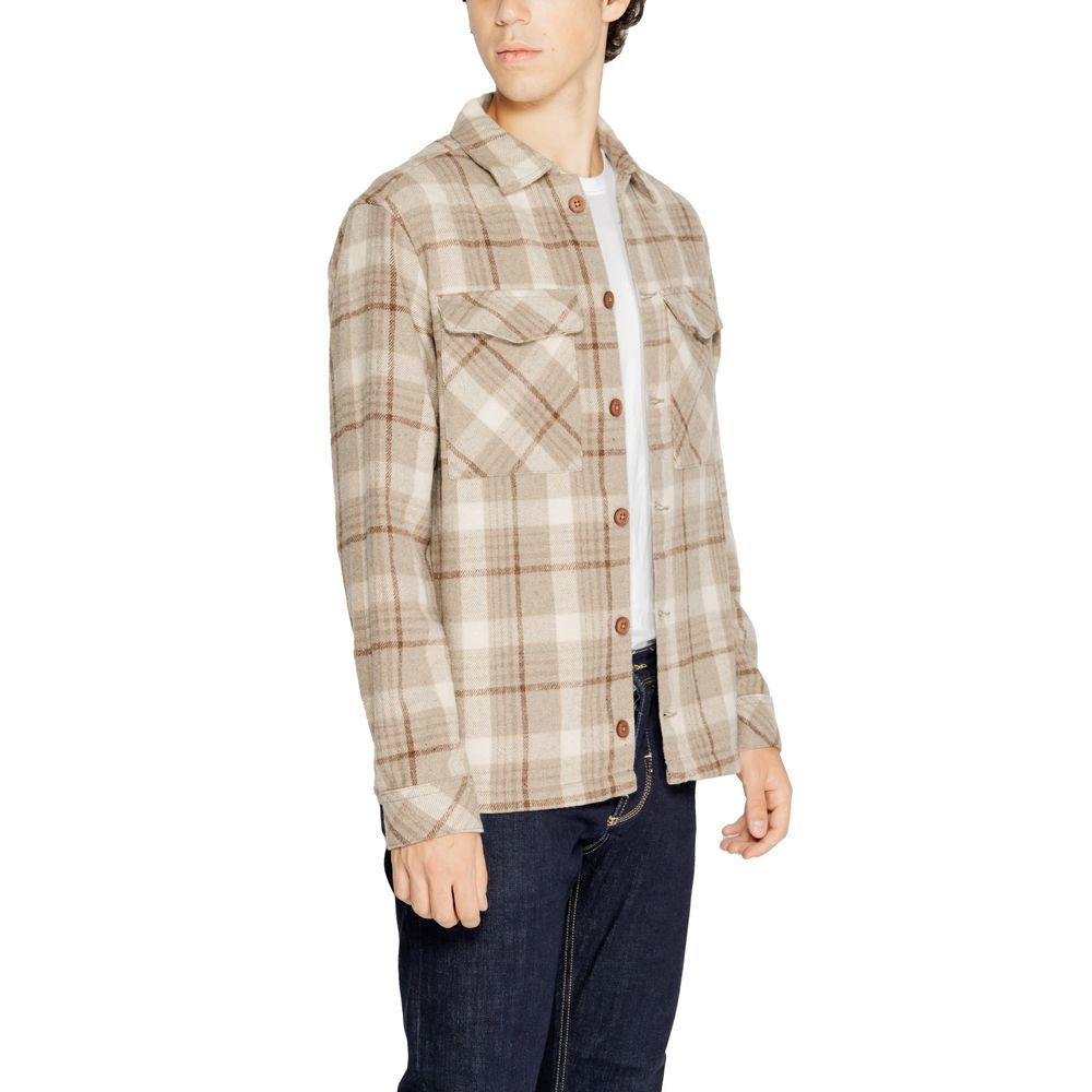 Shirt by Hamaki-Ho for men in polyester beige features an architectural silhouette with a refined and elegant for a architectural look.