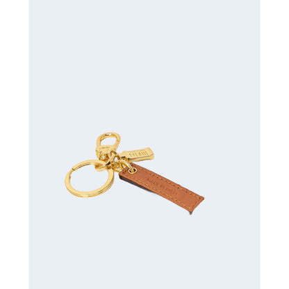 Keychain by Alviero Martini Prima Classe for women in stretch cotton beige features an artisanal design with , , and for an artisanal aesthetic.
