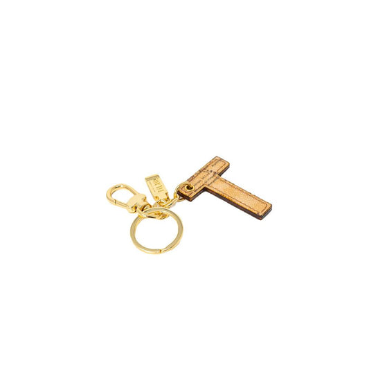 Keychain by Alviero Martini Prima Classe for women in stretch cotton beige features an artisanal design with , , and for an artisanal aesthetic.