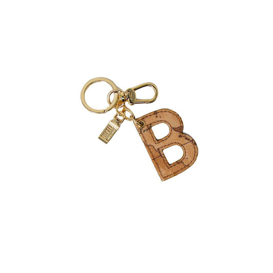 Keychain by Alviero Martini Prima Classe for women in stretch cotton beige features an artisanal design with , , and for an artisanal aesthetic.