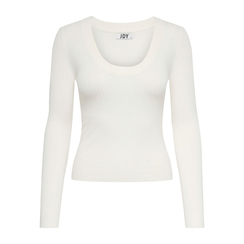 T-Shirt by Jacqueline De Yong for women in nylon & viscose white features an on trend silhouette, perfectly showcasing a on trend long-sleeve and scoop neckline for an elevated aesthetic.