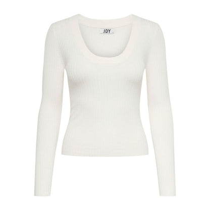 T-Shirt by Jacqueline De Yong for women in nylon & viscose white features an on trend silhouette, perfectly showcasing a on trend long-sleeve and scoop neckline for an elevated aesthetic.