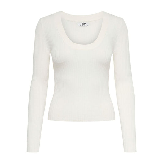 T-Shirt by Jacqueline De Yong for women in nylon & viscose white features an on trend silhouette, perfectly showcasing a on trend long-sleeve and scoop neckline for an elevated aesthetic.