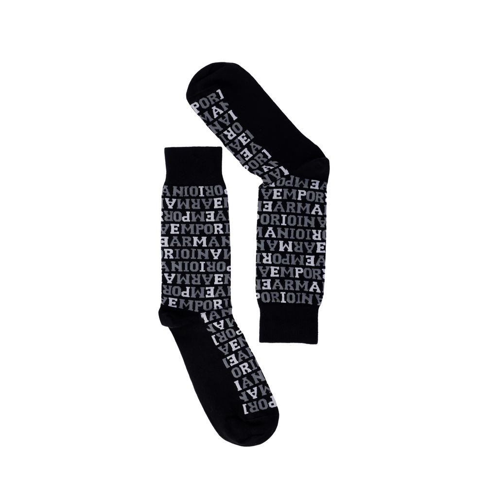 Socks by Emporio Armani Underwear for men in stretch cotton & polyamide black features a snug silhouette, artfully capturing the essence of the snug Men's Stretch Cotton & Polyamide Socks design for a sophisticated look.