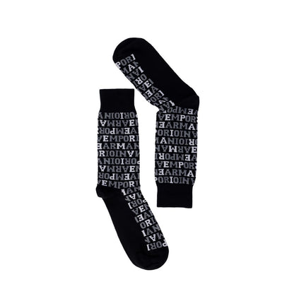 Socks by Emporio Armani Underwear for men in stretch cotton & polyamide black features a snug silhouette, artfully capturing the essence of the snug Men's Stretch Cotton & Polyamide Socks design for a sophisticated look.