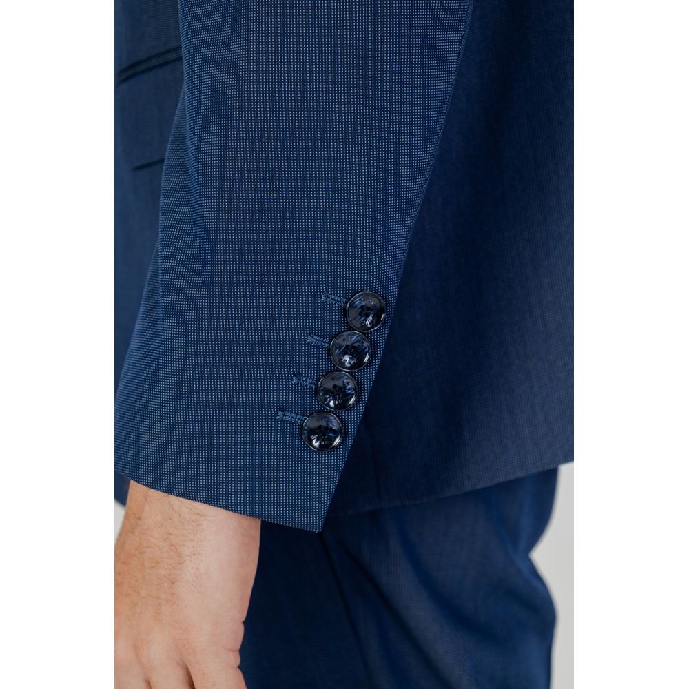 Pant Suit by Antony Morato for men in stretch viscose polyester blue showcases a sartorial silhouette, artfully detailed with a sophisticated and a sartorial for a refined, high-fashion aesthetic.