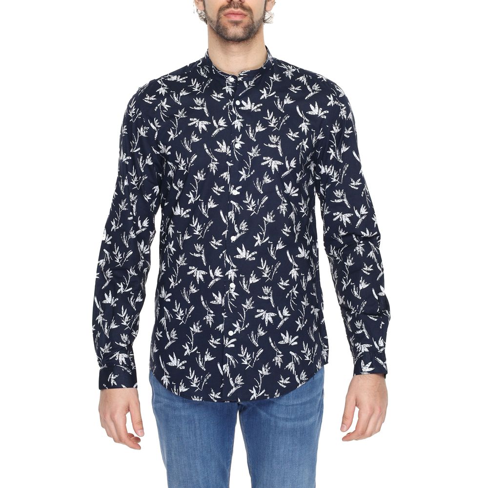 Shirt by Antony Morato for men in cotton blue showcases a sleek silhouette, elegantly detailed with a sleek and long-sleeve for a sleek finish.