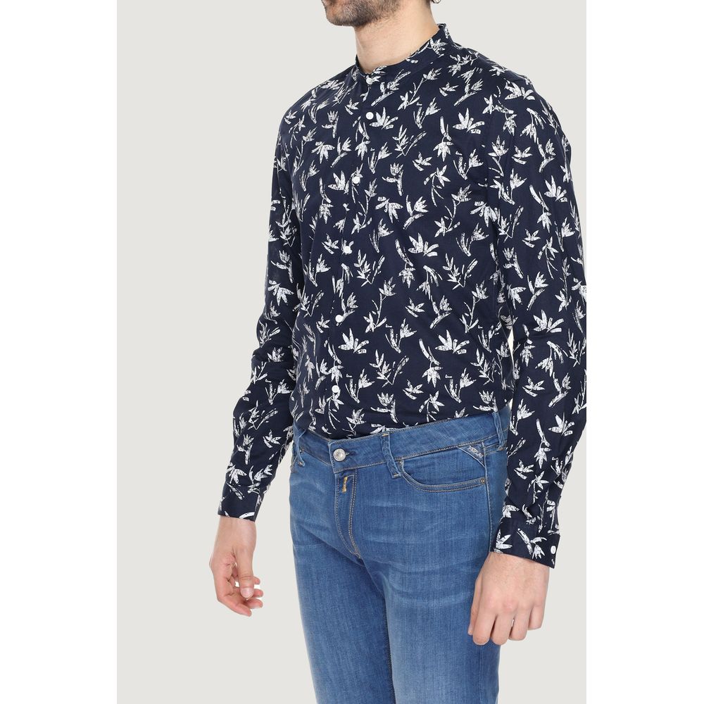 Shirt by Antony Morato for men in cotton blue features an architectural silhouette with a refined and elegant for a architectural look.