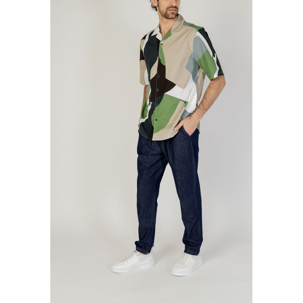 Shirt by Only & Sons for men in cotton green showcases a sharp silhouette, elegantly detailed with a sharp and sharp .