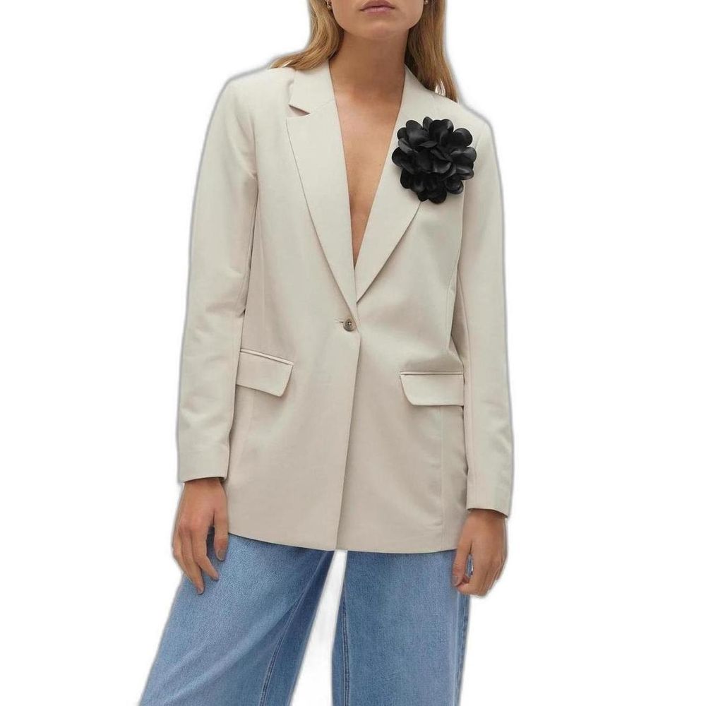 Vero Moda Women's Stretch Polyester & Viscose Suit - Beige Floral