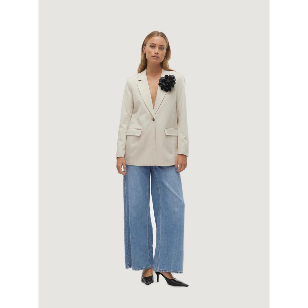 Vero Moda Women's Stretch Polyester & Viscose Suit - Beige Floral