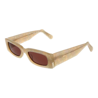 This Sunglasses by GCDS for unisex in plastic cream presents a sumptuous silhouette, showcasing a sumptuous rectangle full-rim frame design in cream coloured frame and high-performance non-polarized category-3-dark-tint lens.