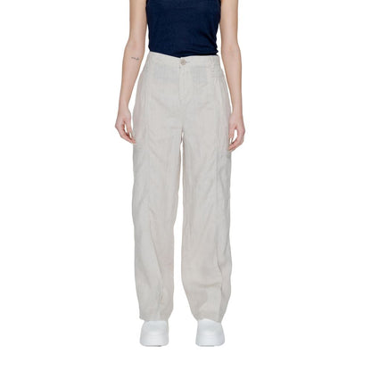 Street One Women's Bootcut Linen Jeans - Beige