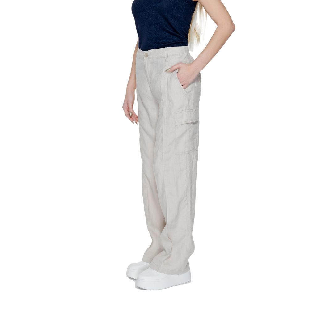 Street One Women's Bootcut Linen Jeans - Beige