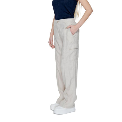 Street One Women's Bootcut Linen Jeans - Beige