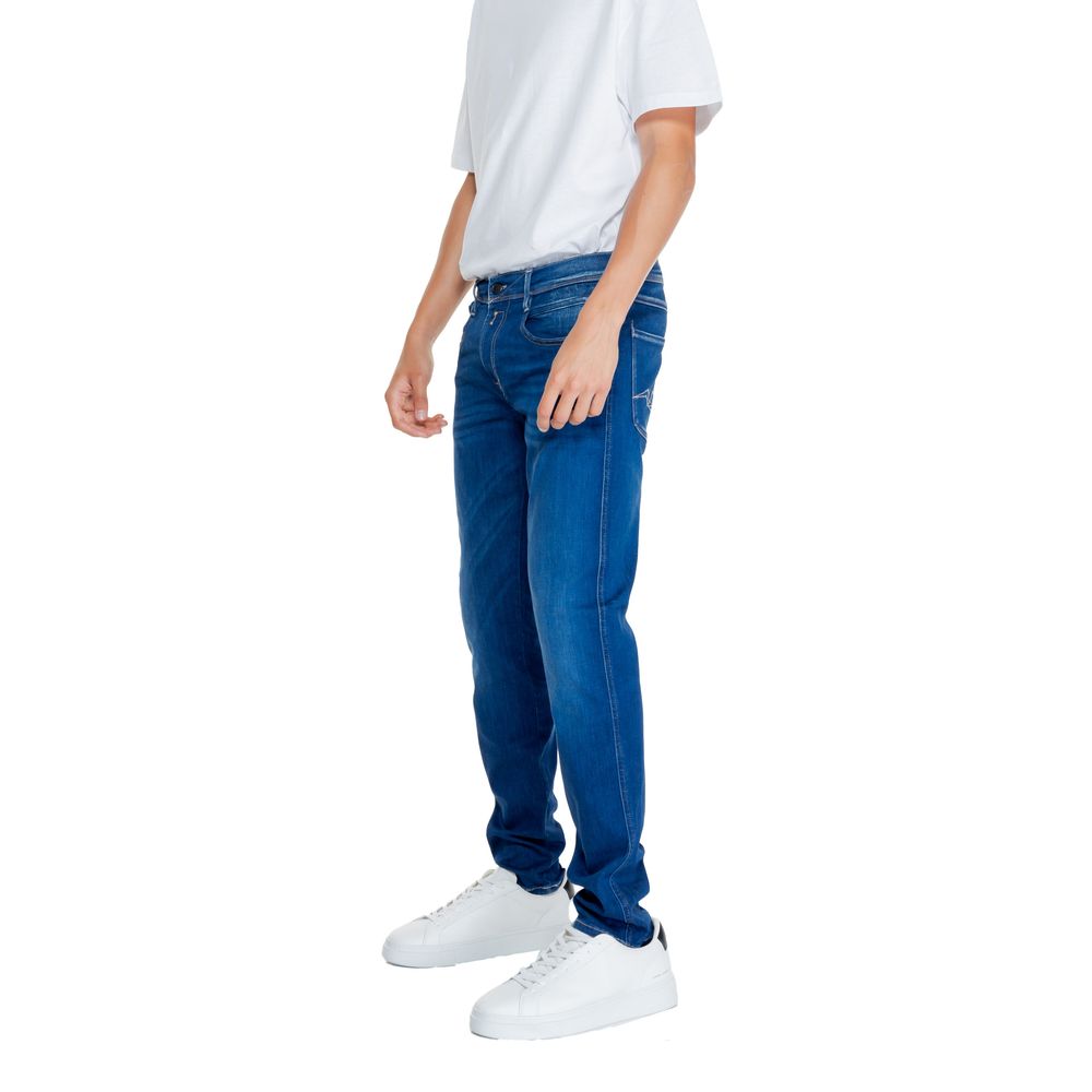 Pants by Replay for men in stretch cotton blue features a utilitarian with a utilitarian long and to create a sophisticated, premium look.