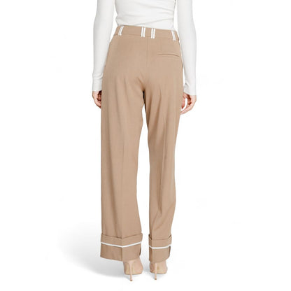 Pants by Only for women in stretch polyester & viscose brown features a stylish silhouette with a stylish , long, and .