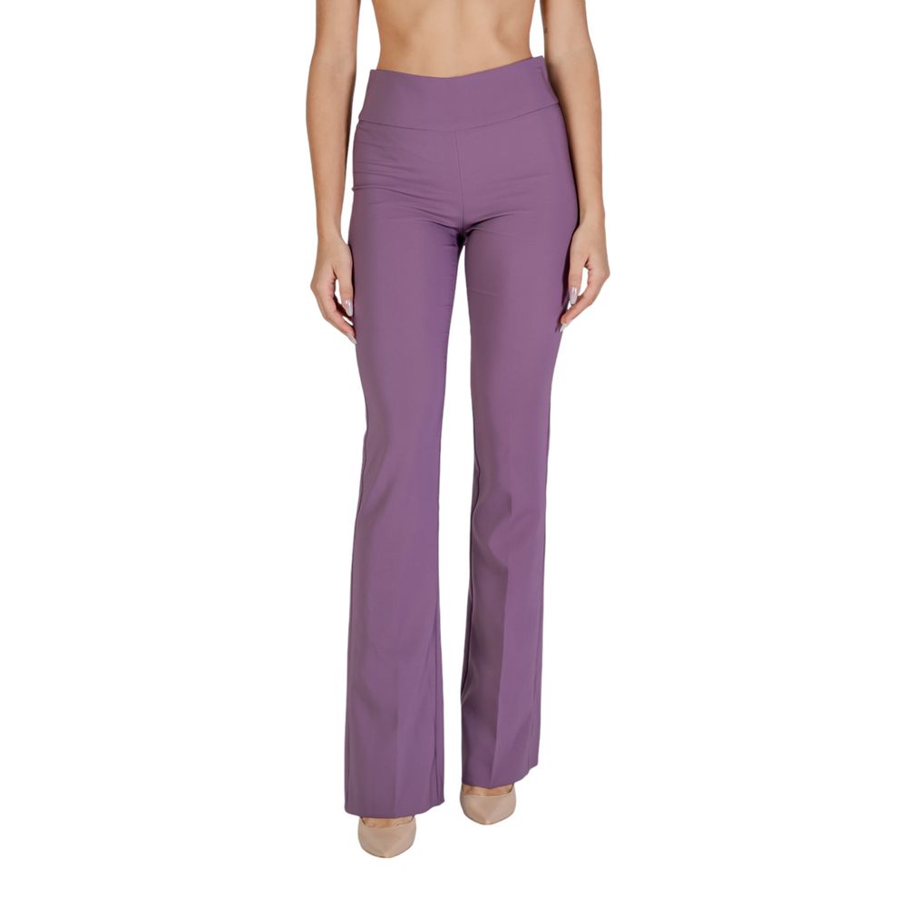 Pants by Sandro Ferrone for women in stretch polyester purple features a sleek silhouette with a sleek , a refined long, and a sophisticated finish.