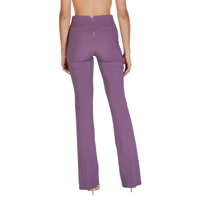 Pants by Sandro Ferrone for women in stretch polyester purple showcases a unrivaled comfort silhouette, featuring a cut and long with a for a unrivaled comfort and refined aesthetic.